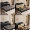 Cama Doble Estilo Crema Francesa Moderna Simple de Cuero Dormitorio de Matrimonio de Madera Maciza de Alta Gama Atmosférica Cama Blanda Empacada para Dormitorio