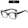 Estilo Francés de Pintura al Óleo Ojo de Gato Espejo Plano Marco de Gafas Artístico Transfronterizo Marco Grande Gafas con Filtro Extremo de Luz Azul