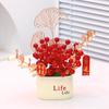 Fábrica Cerámica Plástico Imitación Nórdica Florero Resistente a Caídas Transfronterizo Flor Artificial Flor Suculenta Maceta Fruta Roja Bolsa de la Suerte Flor Seca Boda