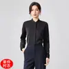 2026 Otoño Nuevo Diseño Sensación Delgada Camisa Protectora Solar Versátil Blanca Cuello Alto Profesional Entrevista Camisa de Manga Larga Mujer