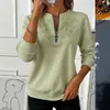 Moletom pullover outono novo com bordado, top casual de manga longa com meio zíper para mulheres, comércio exterior transfronteiriço Amazon europeu e americano 2026