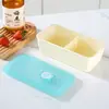 Lonchera de Paja de Trigo, Apta para Microondas, Vajilla Estilo Japonés, Compartimentada, Lonchera Portátil para Estudiantes, Caja Cuadrada de Plástico para Comida Rápida