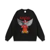 Marca de Street Fashion Europeia e Americana Camiseta de Manga Curta com Estampa de Caveira de Anjo para Homens e Mulheres Colete sem Manga Pesado Lavado Desgastado Transfronteiriço