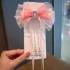 Pasador de pelo para niña coreana Pasador dulce para niña Corona súper de hada Malla de perlas Lazo Accesorios para el pelo Pinza superior de princesa