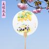 Abanico Redondo Panda de Frutas Estilo Chino con Texto Creativo, Nuevo Abanico Redondo de Papel de Caligrafía y Pintura China para Lugares Escénicos, Fotografía de Viajes y Abanico Tradicional