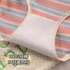 Pantaletas de algodón a rayas para mujer, entrepierna de algodón antibacteriano 7A, cómodas y transpirables, calzones de tiro medio para damas y niñas