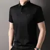 Camiseta de Manga Corta para Hombre Hengyuanxiang de Seda de Hielo Jacquard Antibacteriana y Antiarrugas Nuevo Estilo Verano 2025 Camiseta Sin Costuras Camiseta Fresca para Hombre