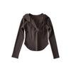 Playera Casual Slim-Fit con Dobladillo Curvo, Estilo Americano, Camiseta Base con Capucha y Cordón Ajustable Pure Desire para Mujer, Estilo Retro Americano
