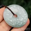 Pingente Fivela de Segurança de Jade de Mianmar Grau A Natural Pingente de Jade Flor de Arroz Gelado Florindo Pingente de Jade Rico para Mulheres