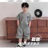 Traje de Verano para Niño 2025 Mediano y Grande para Niños de Manga Corta Color Puro Deportivo Niño Guapo y a la Moda Estilo Coreano Nuevo Conjunto de Dos Piezas