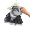 Niña Verano 2026 Nuevo Estilo Moderno y de Moda Chaleco sin Mangas con Lazo y Encaje Falda de Tartán Tipo Pastel