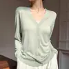 Novo Top Feminino Estilo Coreano para Primavera e Verão Cor Sólida Fino Decote V Solto Tricô Cardigan de Ar Condicionado Cardigan Curto