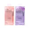 Lmltop Juego de 6 Brochas de Maquillaje de Cristal, Brocha para Polvos Sueltos, Brocha para Sombras de Ojos, Brocha para Iluminador, Juego de Brochas de Maquillaje Llt38