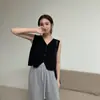 Roupa de Primavera e Outono Simples Cor Sólida Peça Externa Colete de Tricô Feminino 2025 Novo Retrô Pequeno Versátil Colete com Gola