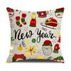 Fronteiriço Novo Capa de Almofada de Natal Simples Capa de Almofada Estampada de Feriado Algodão e Linho Decoração de Casa Capa de Almofada para Sofá