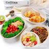 Caja de ensalada biodegradable, caja de almuerzo de pulpa 850 ml, tazón ovalado, para sushi, ensalada, para llevar, caja de comida rápida, grado alimenticio, respetuoso con el medio ambiente