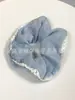 Elástico de Cabelo Scrunchie Listrado com Renda Estilo Coreano para Mulheres, Acessório de Cabelo Suave e Elegante, Elástico de Cabelo Scrunchie Estilo Coreano