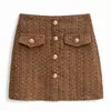 Falda corta de seda brillante estilo Chanel para mujer petite, de línea A, anti-exposición, versátil, adelgazante, sencilla y adecuada para ir al trabajo, nueva para primavera y otoño.