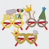 Nuevas Gafas de Decoración para Fiesta de Cumpleaños Accesorios de Atmósfera para Cumpleaños Infantil Globo con Letra Montura de Gafas con Purpurina
