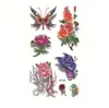 Tatuajes Temporales de Rosas Adhesivos Tatuajes Temporales de Flores Adhesivos Sexy Clavícula Tobillo Estéreo Araña Mariposa Tatuajes Temporales Exterior