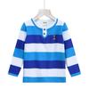Crianças Outono Novo Listrado T-shirt Infantil para Meninos e Meninas Bebê Manga Comprida Algodão All-match Top