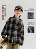 Camisa xadrez de manga comprida para meninos 2026 primavera e outono nova infantil gola de lapela top respirável para crianças mais velhas roupa de outono