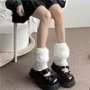 Meias de Tricô Pelúcia para Mulheres, Aquecedores de Perna JK Estilo Garota Picante Outono e Inverno, Capas de Bota de Pele Sintética, Meias Largas, Meias Quentes