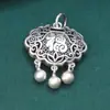 Colgante de plata de ley 99% plata pura moneda Xiangyun candado Ruyi colgante candado de plata hueco vintage envejecido joyería