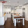 Armários de Madeira Maciça Sob Medida para Exportação, Armários de Cozinha Estilo Americano com Ilha Aberta Shaker, Personalização Completa do Conjunto