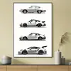 Póster de Coche Sala de Estar Dormitorio Decoración del Hogar Coche de Carreras Pintura Decorativa