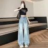 Jeans de Pierna Ancha Retro Azul Nuevos para Mujer, Tallas Grandes, Cintura Alta, Corte Holgado, Adelgazantes, Pantalones de Longitud Completa, Primavera/Otoño 2026