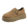 Zapatos Birkenan de plataforma alta de suela gruesa para mujer, moda nueva de primavera y verano 2025, mocasines casuales sin cordones cortos que combinan con todo