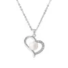 Collar con Forma de Corazón Europeo y Americano Plata de Ley 925 Colgante de Perla con Forma de Corazón para Mujer Accesorios de Plata Elementos Transfronterizos Oro Rosa