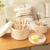 Cesta de Almacenamiento Colorida de Escritorio Tejida para Escritorio con Tapa Cesta de Almacenamiento para Snacks y Juguetes Almacenamiento de Artículos Varios Ropa Interior Acabado para Llaves