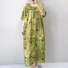 Estilo Nuevo 2026 Estilo Nacional Bata de Noche para Mujer, Verano Elegante y de Alta Gama Algodón Seda Ropa de Dormir, Nuevo Estilo Chino Vestido Largo de Algodón Seda para Vacaciones en la Costa