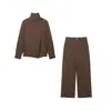 ZA Comercio Electrónico Transfronterizo Ropa de Mujer Artículo Popular 2026 Otoño Nueva Llegada Moda Europea y Americana Cuello Plegado Color Sólido Manga Larga Pantalón Largo Traje Mujer