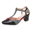 Sandalias de Verano con Tacón Grueso y Alto, Punta Abierta, con Flores, Combinación de Colores Retro, Zapatos de Mujer para Exportación, Tallas Grandes 40-46 Transfronterizos