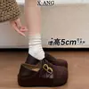 Couro Genuíno Estilo Retrô Salto Escondido Cobertura Total Sapatos Birkenstock Femininos Slip-on Sapatos Mary Jane Mocassins Sapatos de Uma Sola de Duas Vias