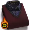 Suéter Top de Inverno Pai Falso Duas Peças com Forro de Fleece para Meia-Idade e Idosos Gola Lapela Pulôver Camisa Masculina Atacado