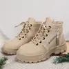 Botas Martin Femininas 2026 Nova Outono Inverno Sapatos de Algodão Botas Curtas Esportivas Casuais Plus Veludo Sapatos Femininos de Cano Alto Outono Preto Branco