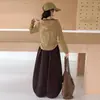 Conjunto Informal Retro de Primavera y Otoño para Niñas 2026 Nuevo Conjunto de Dos Piezas con Top Rayado y Pantalones Anchos para Niñas Mayores Moda de Otoño