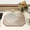 Tapete Escorredor de Cozinha Estilo Chinês com Flores e Pássaros, Tapete Absorvente, Tapete Antiderrapante, Tapete de Controle de Água para Louças Domésticas, Tapete Resistente ao Calor para Mesa de Jantar