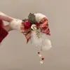 Acessório de Cabeça de Natal para Mulheres Presilha de Cabelo Espiral na Parte de Trás da Cabeça Acessórios de Cabelo Elegantes Acessório de Cabeça com Sino de Natal e Franja Presilha de Tubarão de Pelúcia