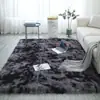 Alfombrilla para suelo de mesa de centro de sala de estar, teñido anudado degradado, alfombra de noche para dormitorio, alfombrilla de felpa de pelo largo para cobertura total del hogar, alfombrilla para pies