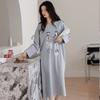 Pijama de Algodón Puro para Mujer Primavera y Otoño Camisón de Manga Larga 2025 Nuevo para Mujer Suelto Talla Grande Falda Larga Se Puede Usar Fuera de Casa Ropa para el Hogar