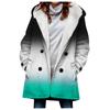 Venta caliente transfronteriza 2023 nueva gabardina para mujer invierno engrosada estilo europeo y americano color degradado abrigo con capucha al por mayor