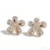 Pendientes de Flor de Zirconia Nuevos Transfronterizos Europeos y Americanos, de Moda, Frescos, Sencillos, Dulces, Lindos, Estilo Hada