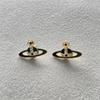 Pendientes de Saturno de la suerte pequeños, de estilo clásico, sencillo y brillante, con diseño de planeta europeo y americano, de dos colores, ligeros y lujosos, para mujer.