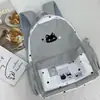 Mochila Estilo Curativo com Estampa de Gatinhos Pontilhados Estrelados Mochila Pequena Doce Coreana para Meninas Macia Fofa para Escola e Viagem
