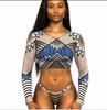Amazon Comércio Exterior Feminino Split Maiô AliExpress Sexy Europeu e Americano Biquíni Retro Manga Longa com Impressão de Manga